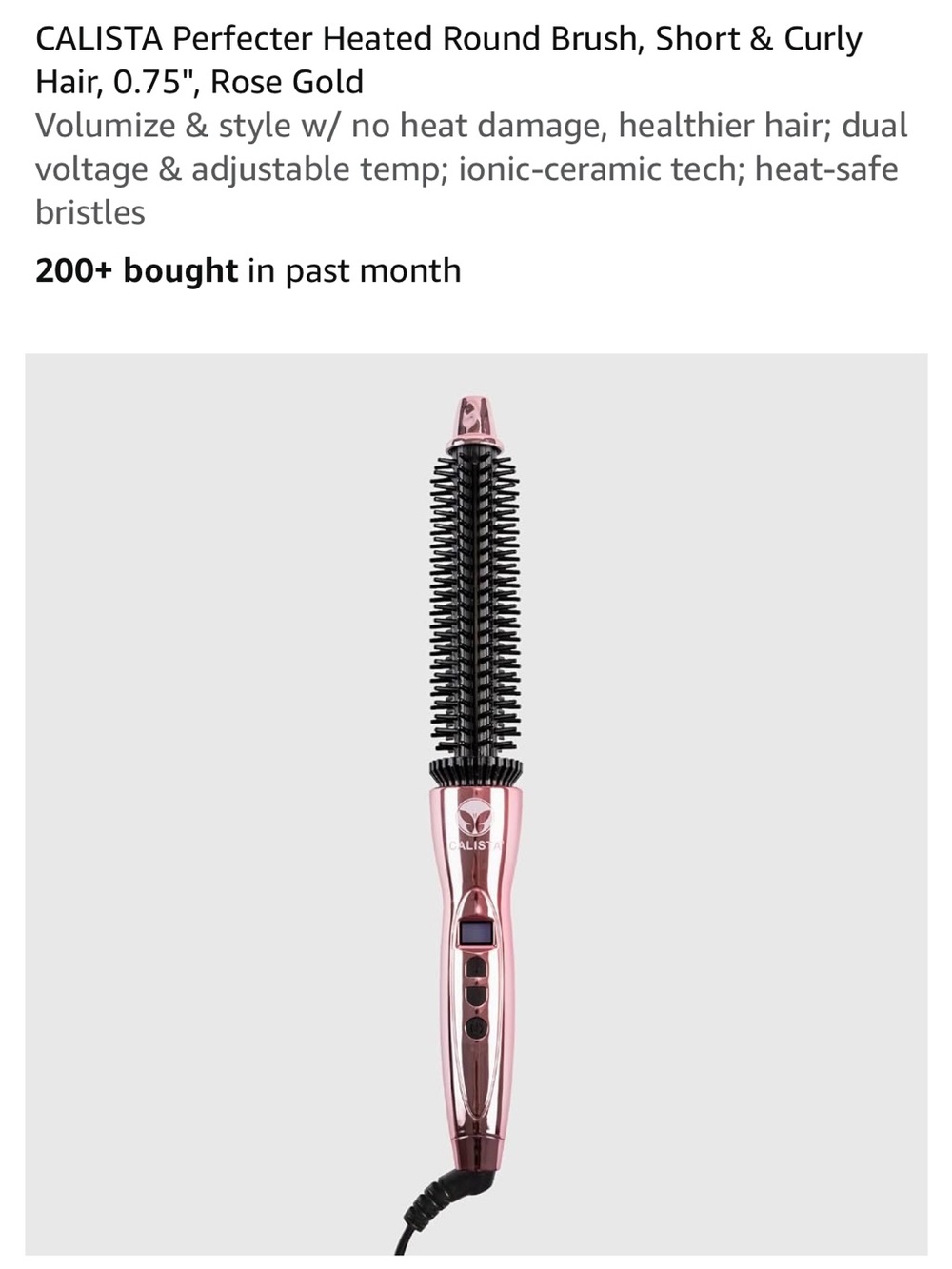 NEW Calista Perfecter Heated Round Brush - 0.75” - Rose Gold